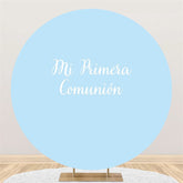 Lofaris Circle Mi Primera Comunion Round Blue Baby Shower Backdrop